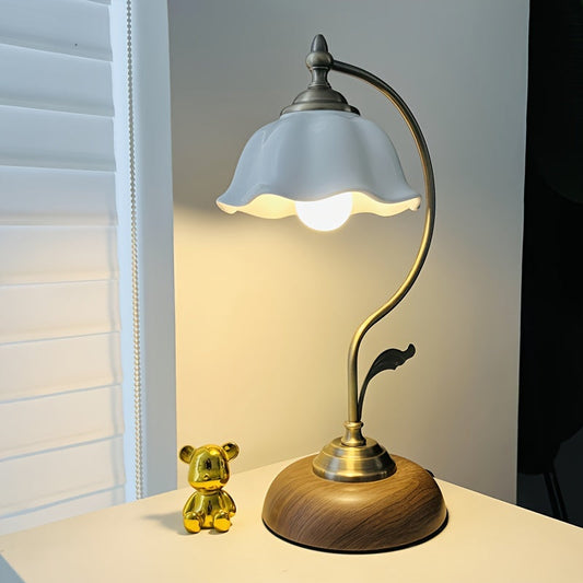 Vintage Tafellamp Zwanenhals – Messing Bureaulamp met USB voor Nachtkastje