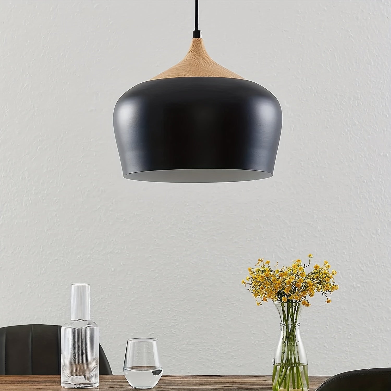 Hanglamp Scandinavisch – Metaal met Houtlook voor Eettafel & Keuken