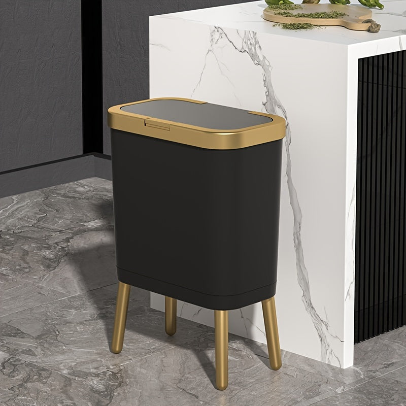 Prullenbak 15L met Pootjes – Moderne Geurdichte Afvalemmer voor Keuken, Woonkamer & Badkamer