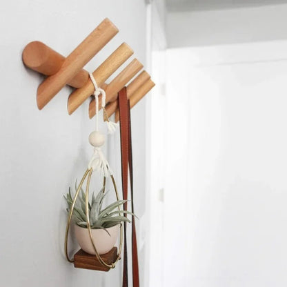 Wandrek Eikenhout – Massief Houten Wandorganizer met Haken voor Hal & Keuken