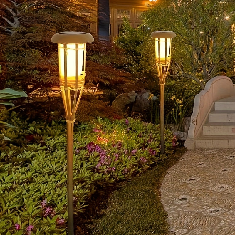 Solar Fakkels Bamboe (2-pack) – 12-LED Tuinlantaarns met Vlameffect op Zonne-energie
