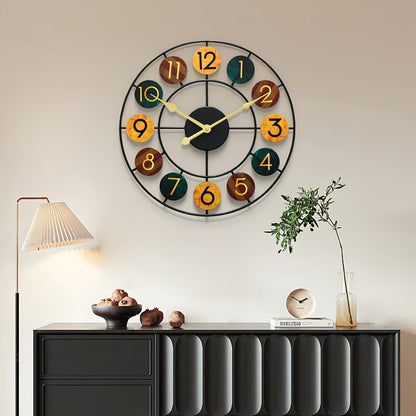 Wandklok Metaal Kleurrijk – Retro IJzeren Wandklok voor Woonkamer & Keuken