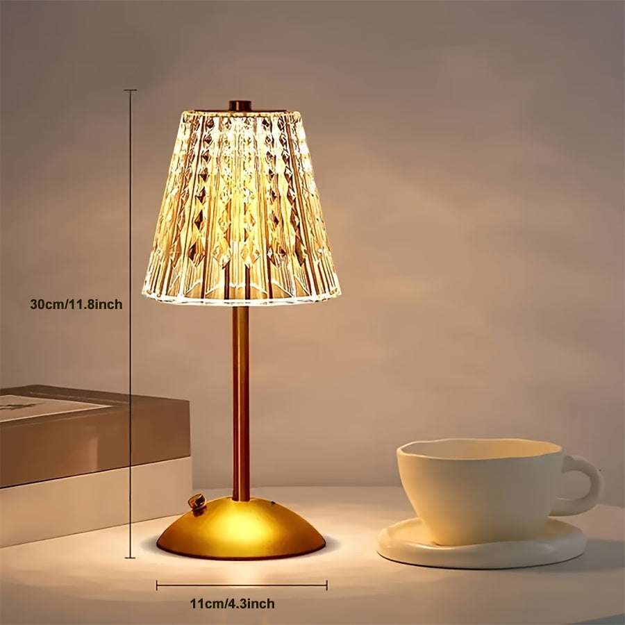 Kristal Touch Tafellamp Oplaadbaar – Draadloze Dimbare LED met 3 Lichtkleuren