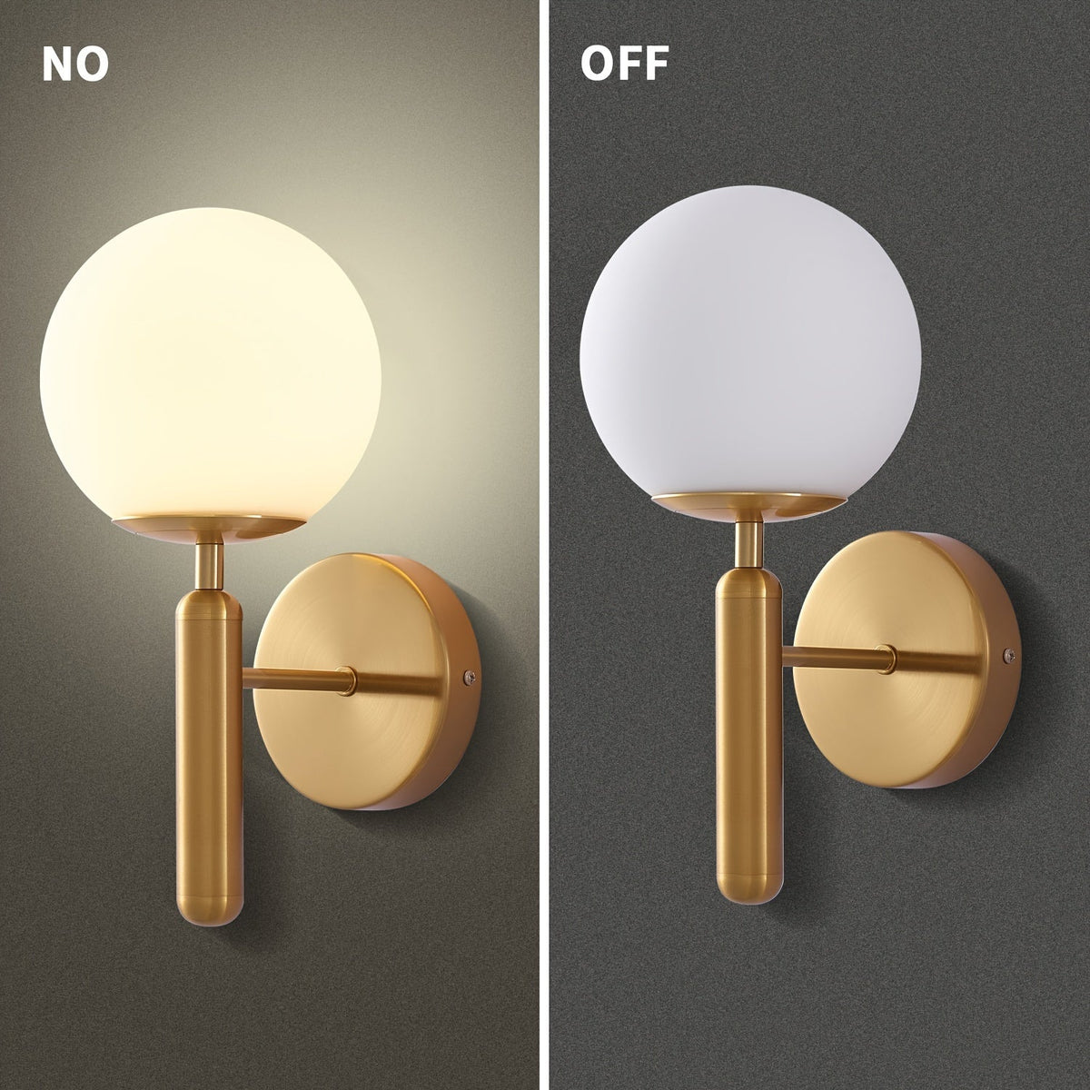 Wandlamp Glazen Bol – Moderne Sconce met Gepolijst Metaal voor Hal & Badkamer