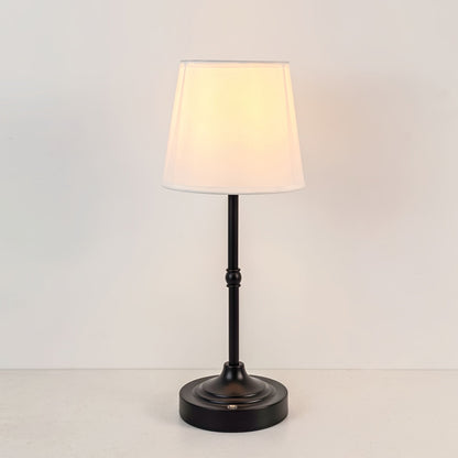 Draadloze Tafellamp Geborsteld Goud – Oplaadbare Dimbare Sfeerlamp met Stoffen Kap