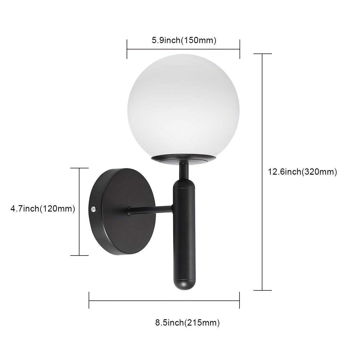 Wandlamp Glazen Bol – Moderne Sconce met Gepolijst Metaal voor Hal & Badkamer
