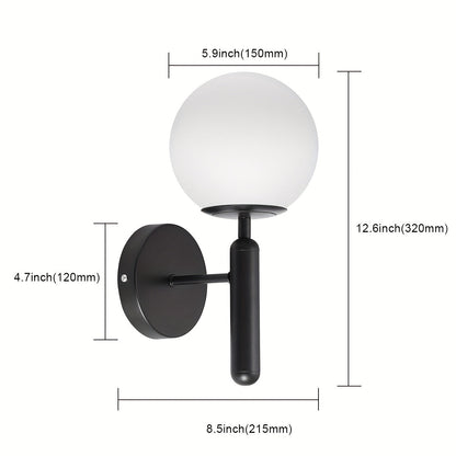 Wandlamp Glazen Bol – Moderne Sconce met Gepolijst Metaal voor Hal & Badkamer