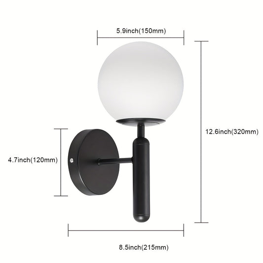 Wandlamp Glazen Bol – Moderne Sconce met Gepolijst Metaal voor Hal & Badkamer