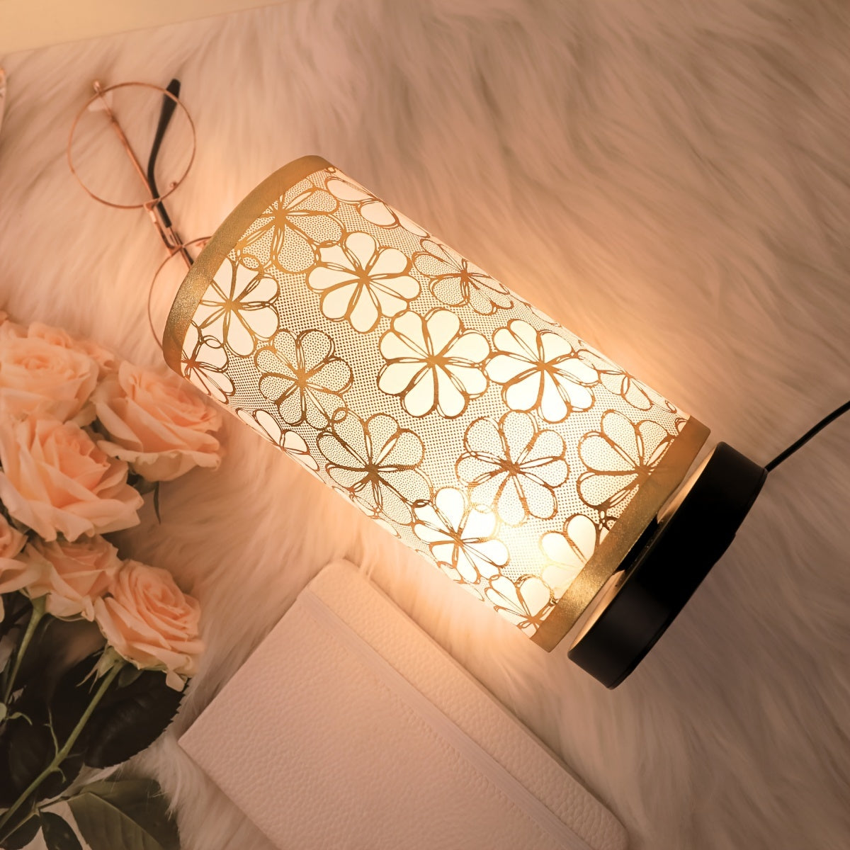 Tafellamp Bloemmotief USB – Decoratieve Sfeerlamp met Warm Licht voor Nachtkastje