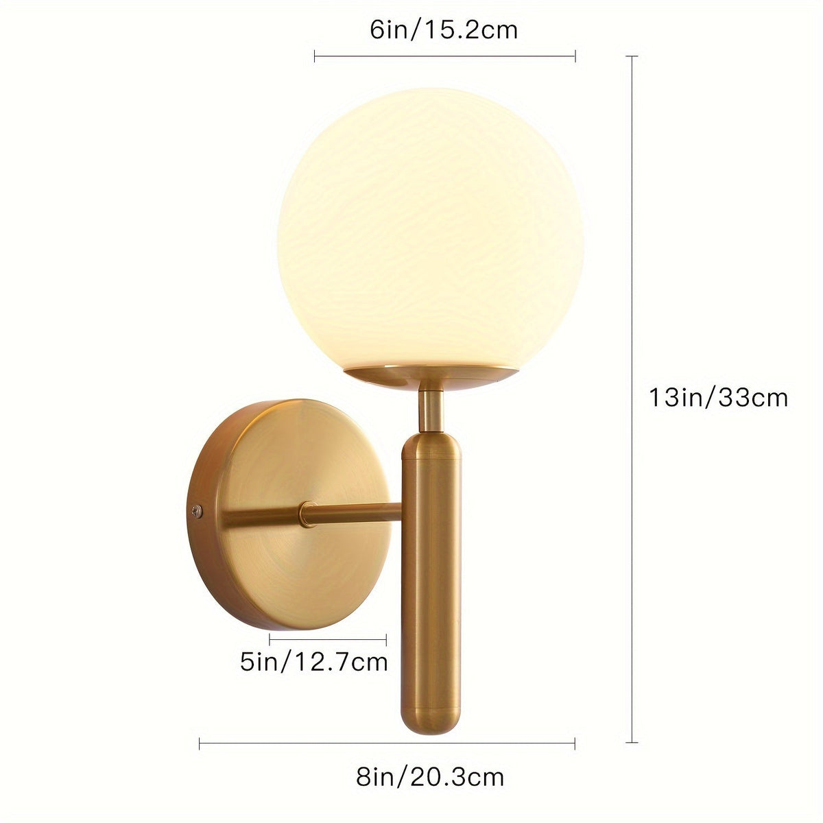 Wandlamp Glazen Bol – Moderne Sconce met Gepolijst Metaal voor Hal & Badkamer