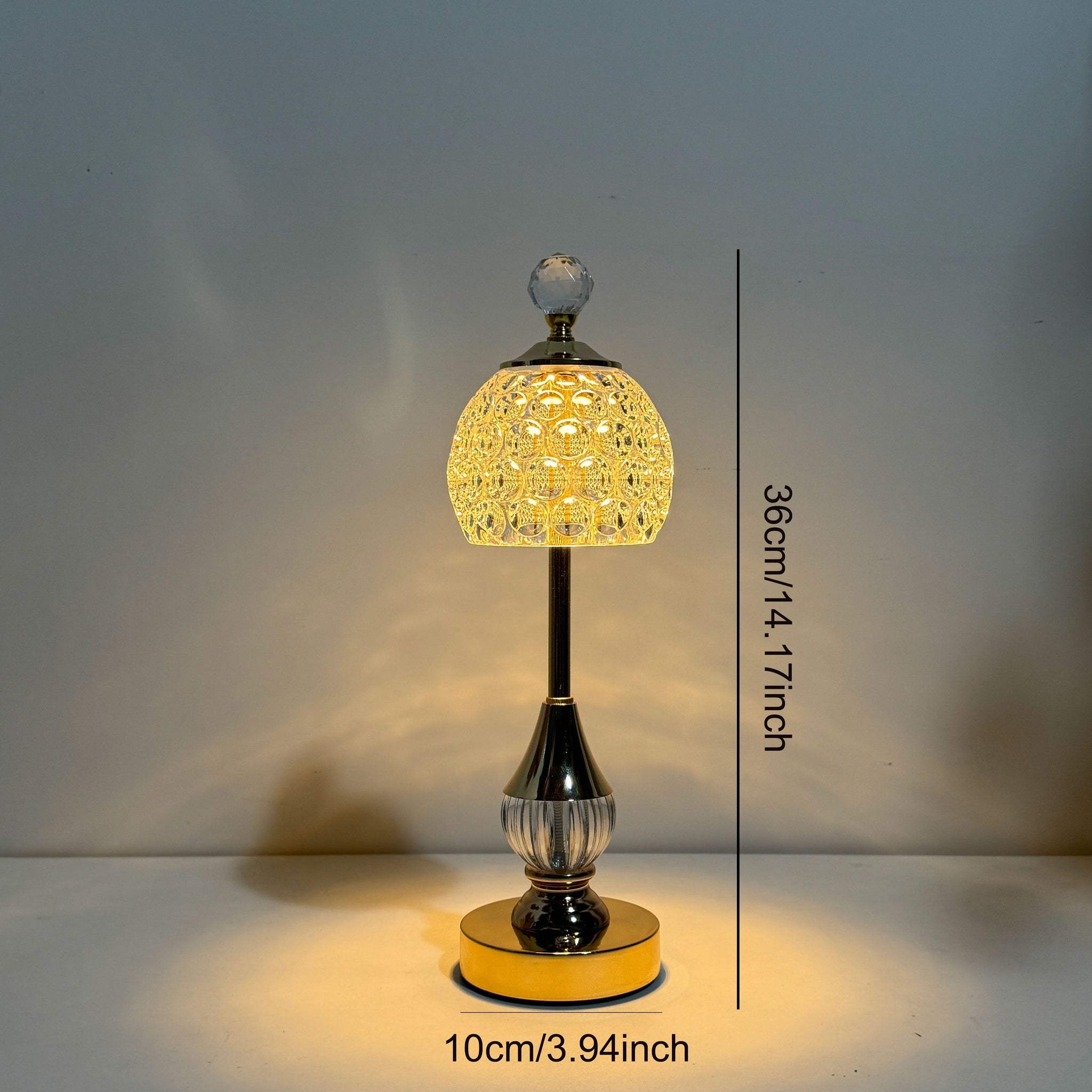 Kristal Tafellamp Oplaadbaar – Draadloze Dimbare Touch Sfeerlamp met Gouden Voet