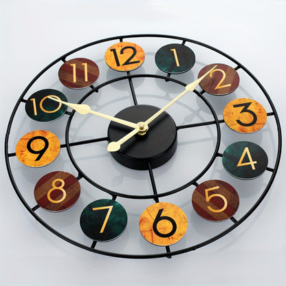 Wandklok Metaal Kleurrijk – Retro IJzeren Wandklok voor Woonkamer & Keuken