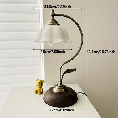 Vintage Tafellamp Zwanenhals – Messing Bureaulamp met USB voor Nachtkastje