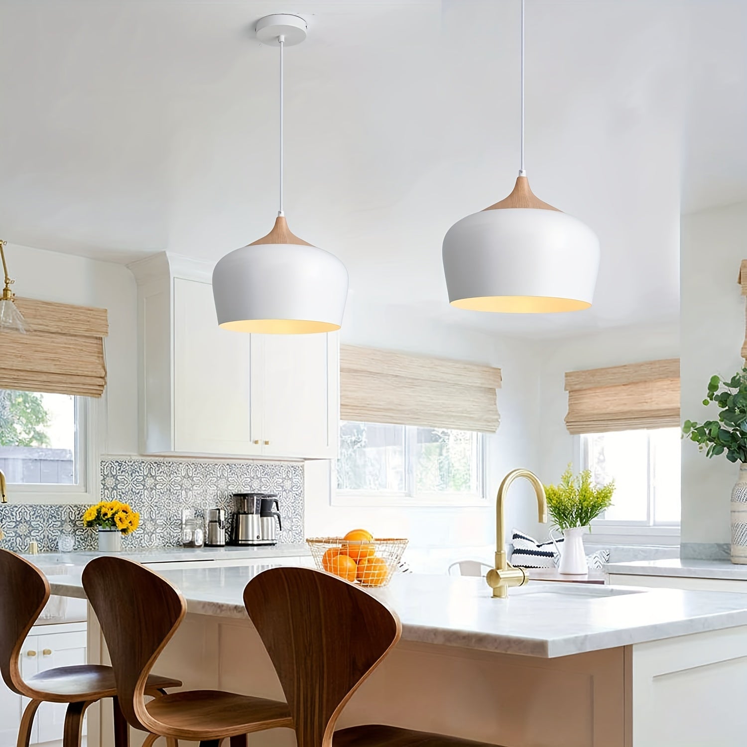 Hanglamp Scandinavisch – Metaal met Houtlook voor Eettafel & Keuken
