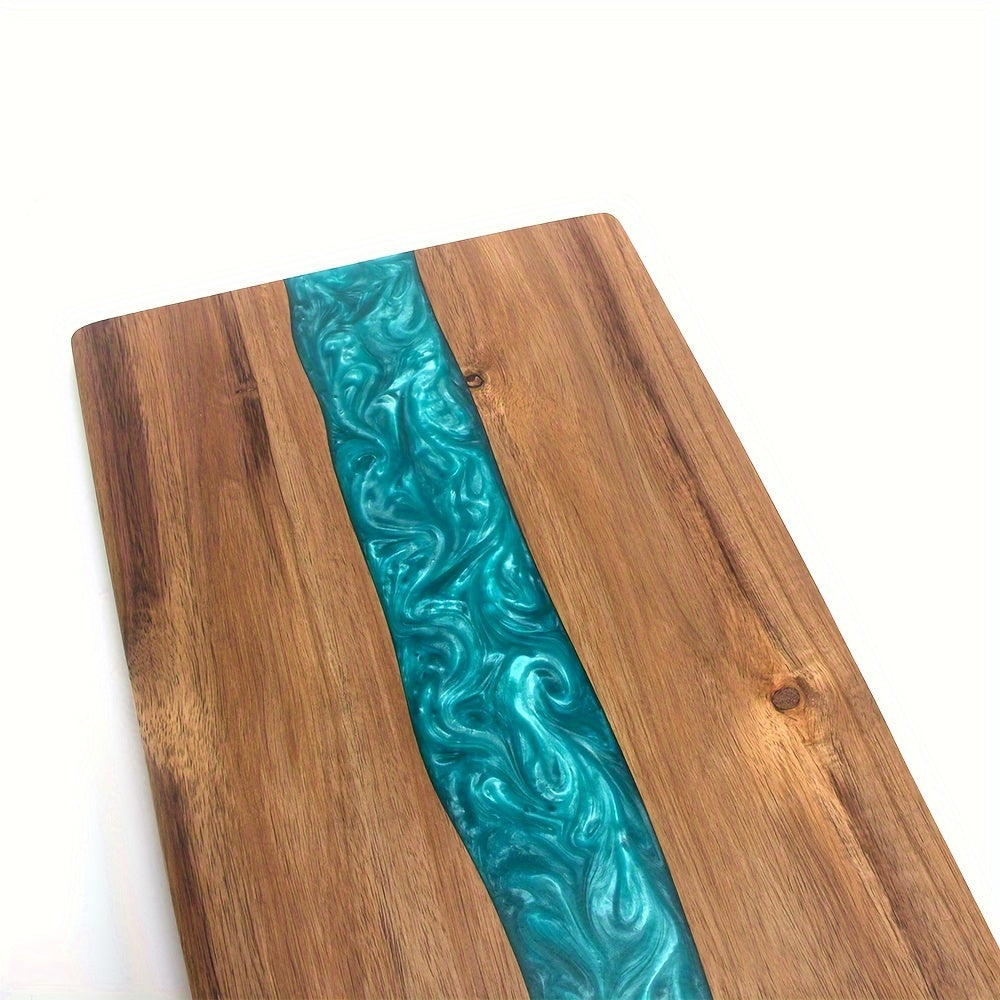 Serveerplank Acaciahout met Rivierdesign – Hars Snijplank & Kaasplank