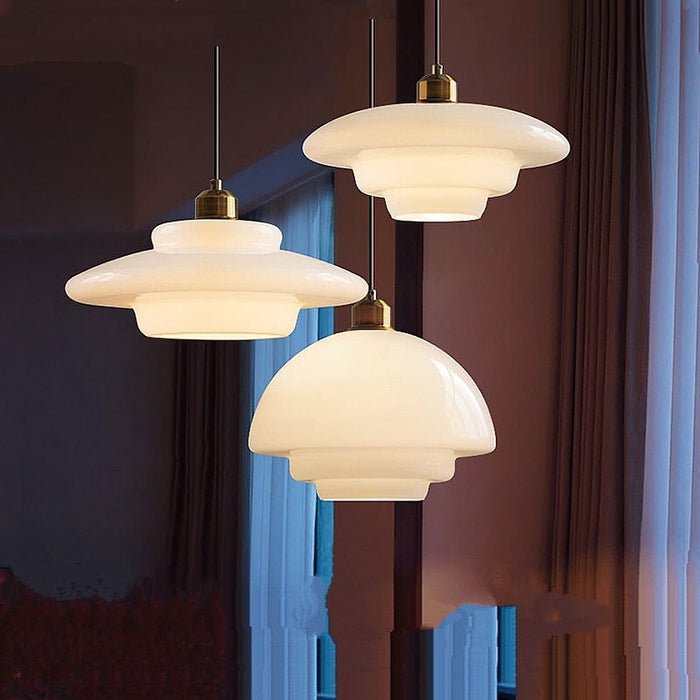 Hanglamp Wit Glas – Modern Mid-Century Plafondlamp voor Eetkamer & Keuken