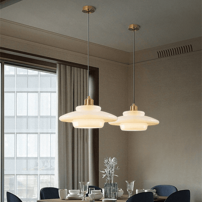Hanglamp Wit Glas – Modern Mid-Century Plafondlamp voor Eetkamer & Keuken