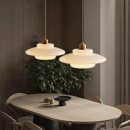 Hanglamp Wit Glas – Modern Mid-Century Plafondlamp voor Eetkamer & Keuken