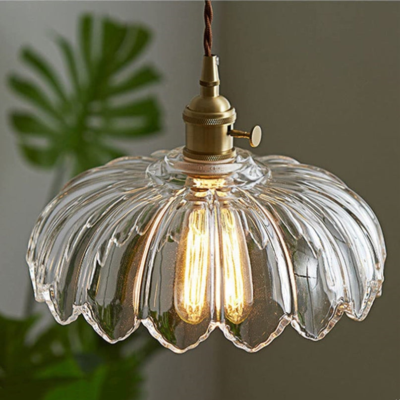 Hanglamp Bloem Gekleurd Glas – Vintage Pendant Lamp voor Eetkamer & Hal