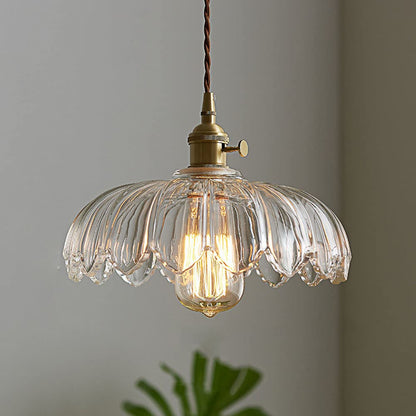 Hanglamp Bloem Gekleurd Glas – Vintage Pendant Lamp voor Eetkamer & Hal