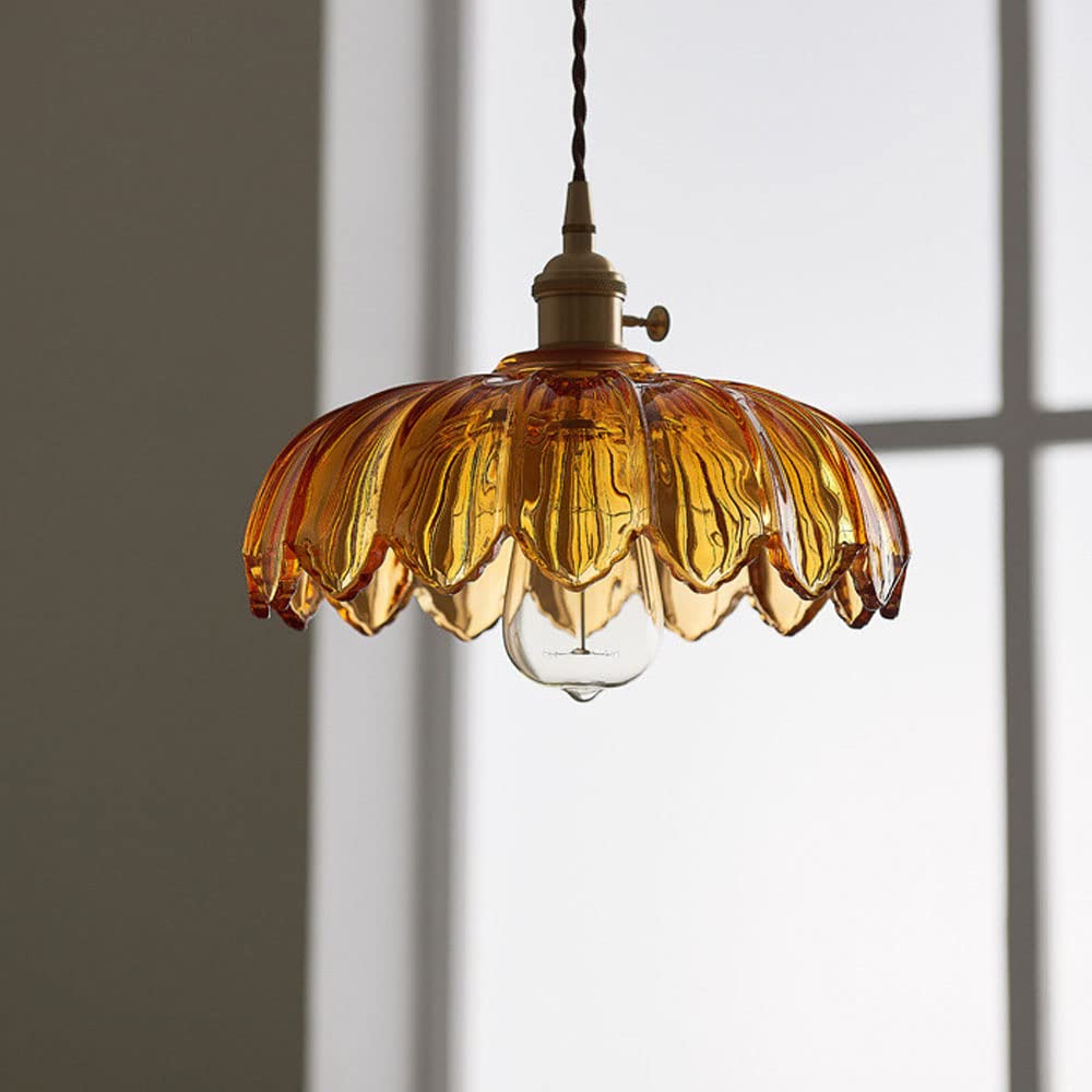 Hanglamp Bloem Gekleurd Glas – Vintage Pendant Lamp voor Eetkamer & Hal