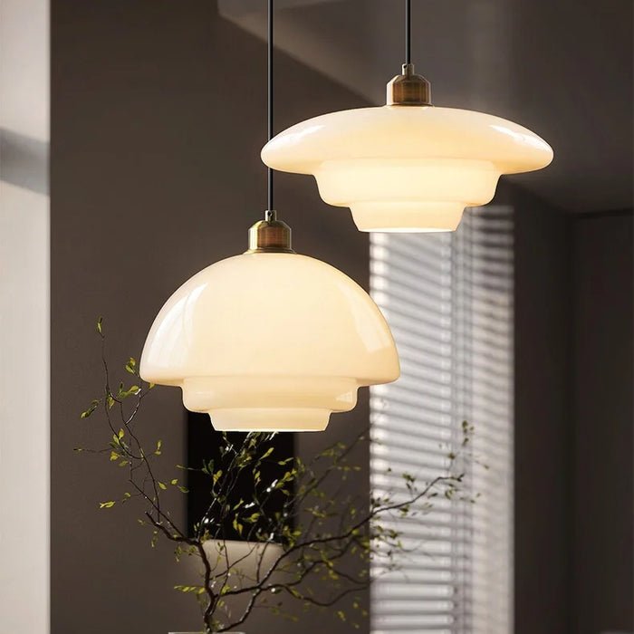 Hanglamp Wit Glas – Modern Mid-Century Plafondlamp voor Eetkamer & Keuken