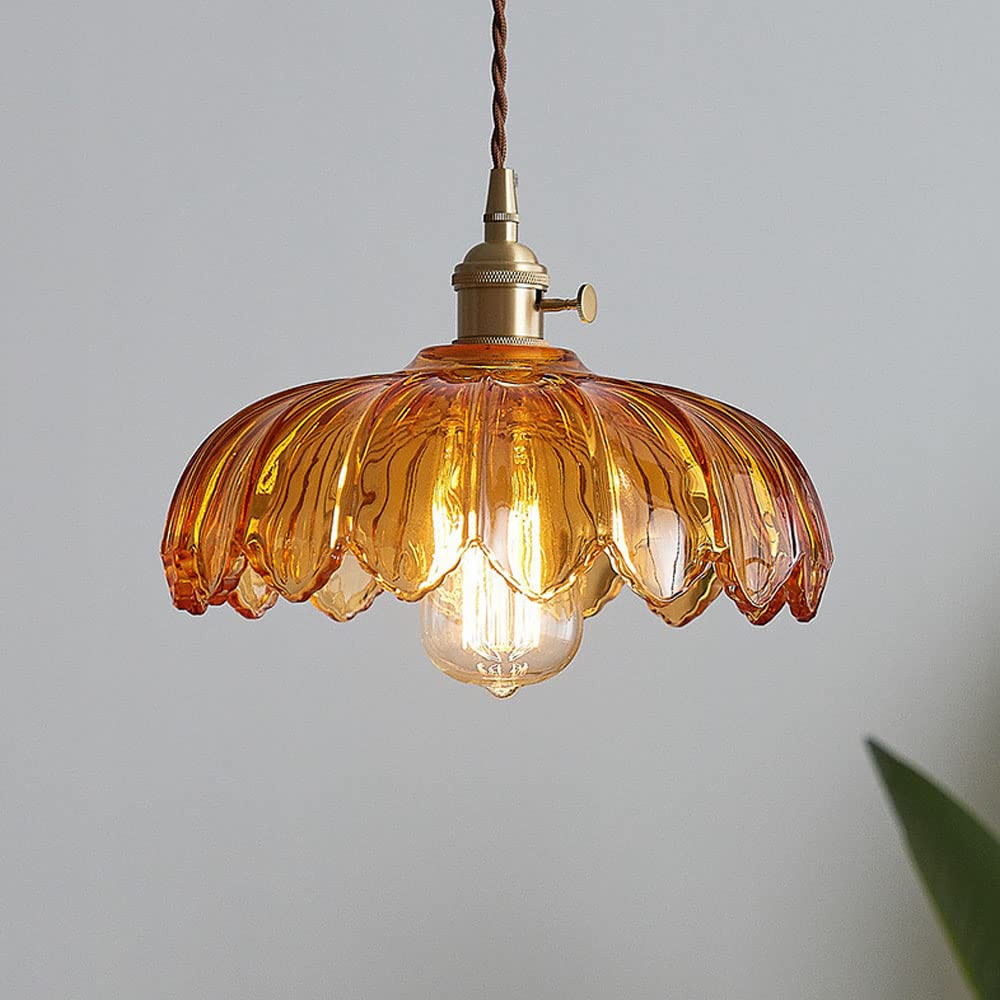 Hanglamp Bloem Gekleurd Glas – Vintage Pendant Lamp voor Eetkamer & Hal