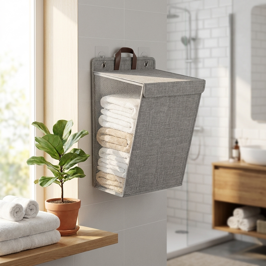 Opvouwbare wasmand wandmontage in badkamer