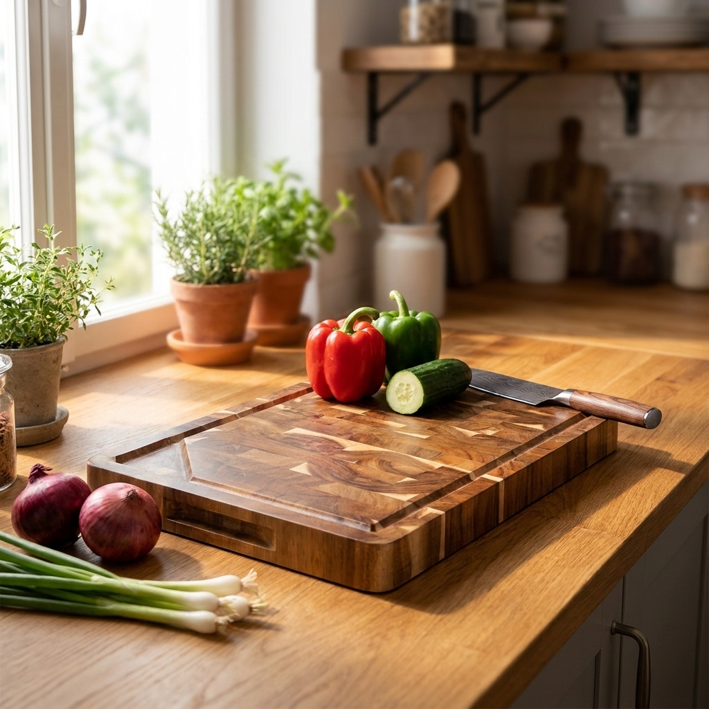 Acaciahouten snijplank met groenten