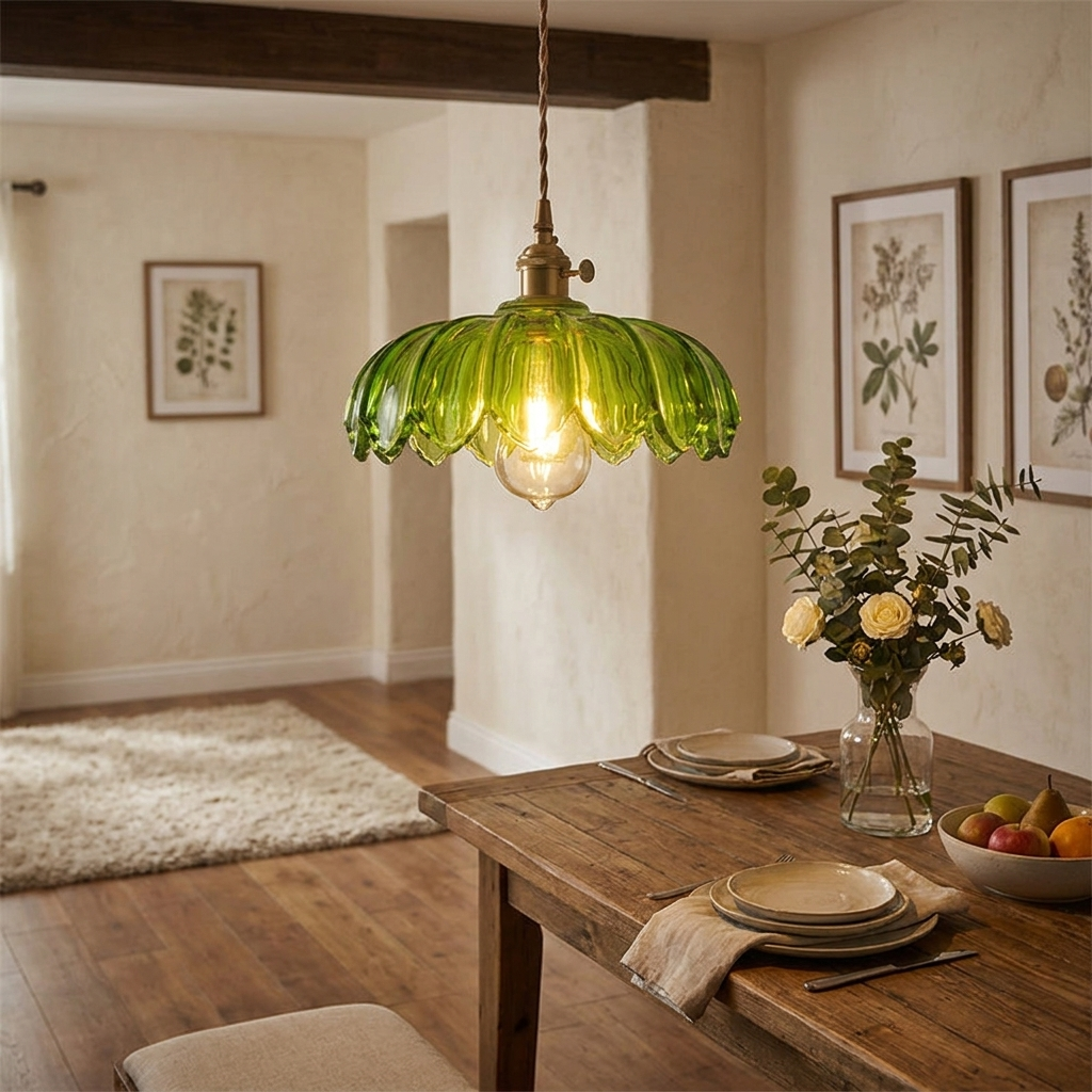 Vintage bloem hanglamp in interieur