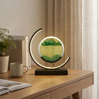 Drijfzand sfeerlamp op bureau
