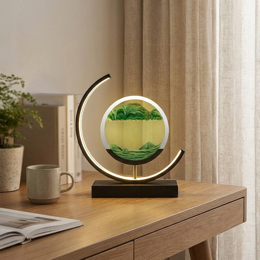Drijfzand sfeerlamp op bureau
