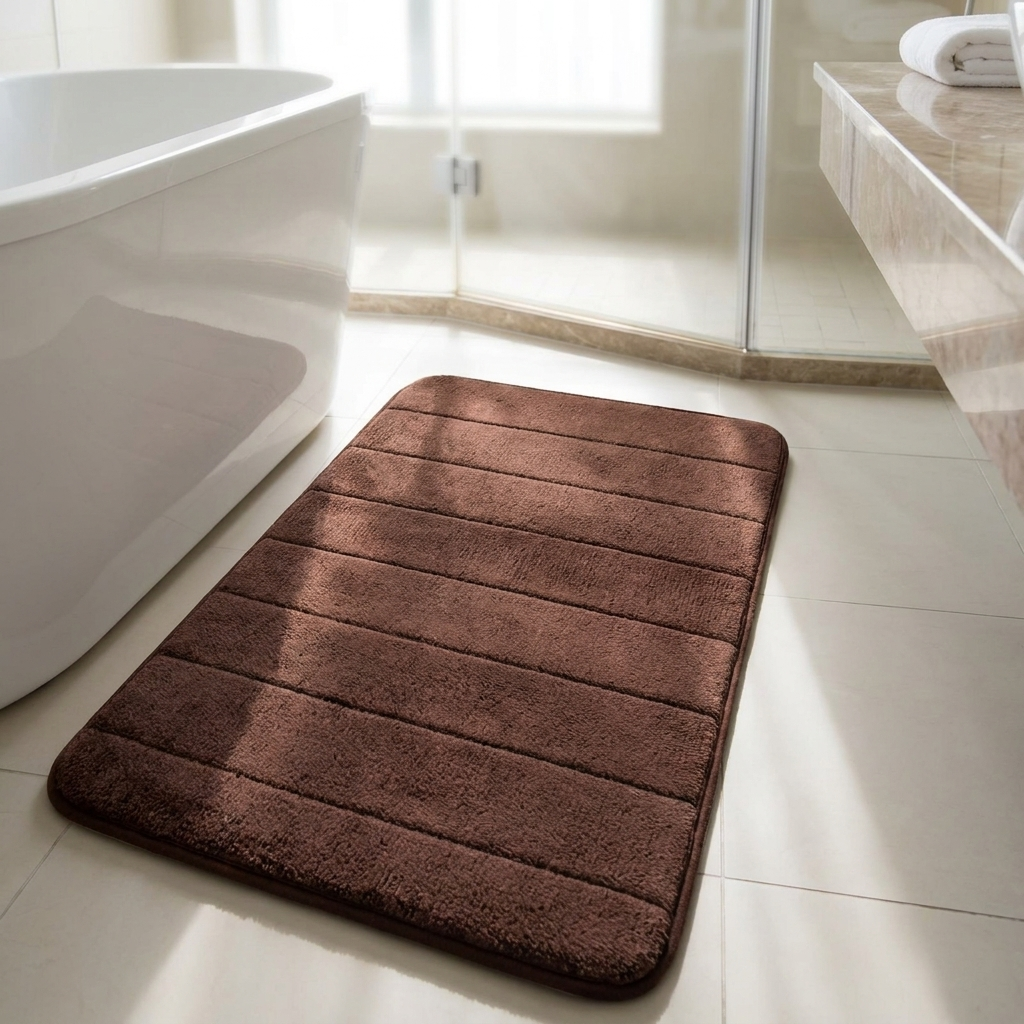Absorberende badmat in badkamer