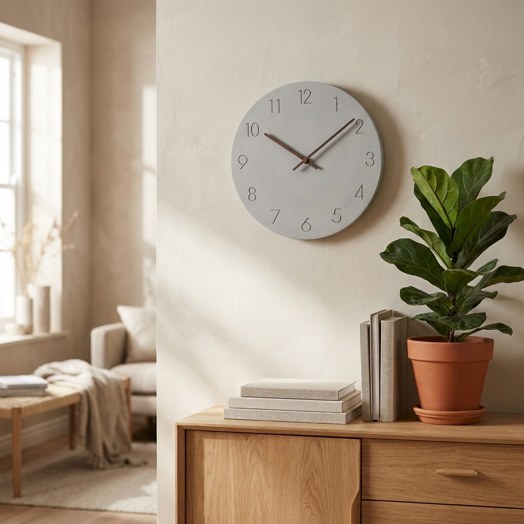 Houten wandklok in woonkamer