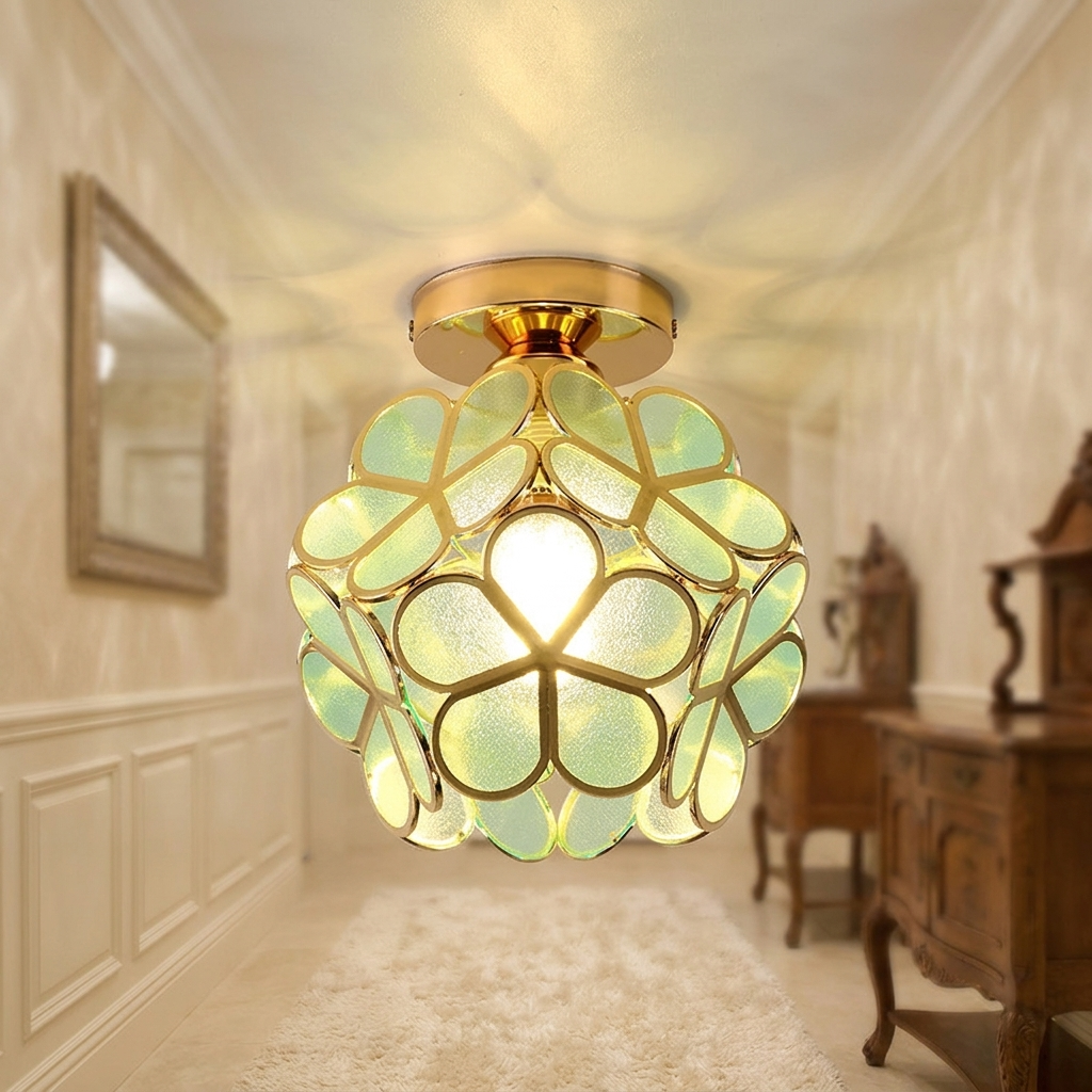 Bloemblad plafondlamp in hal