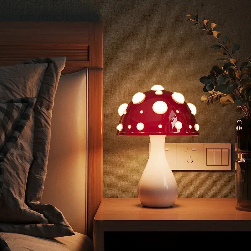 Mushroom Tafellamp Amanita – Dimbare LED Paddenstoellamp, Warm Wit (2 Maten)