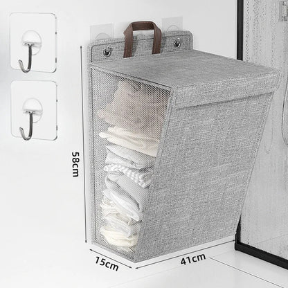 Opvouwbare Wasmand Wandmontage – Zelfklevende Waszak Zonder Boren voor Badkamer & Slaapkamer