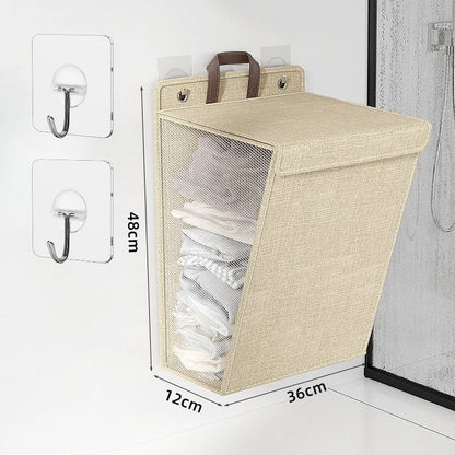 Opvouwbare Wasmand Wandmontage – Zelfklevende Waszak Zonder Boren voor Badkamer & Slaapkamer