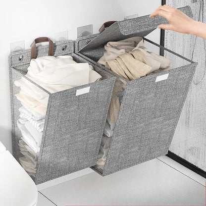 Opvouwbare Wasmand Wandmontage – Zelfklevende Waszak Zonder Boren voor Badkamer & Slaapkamer