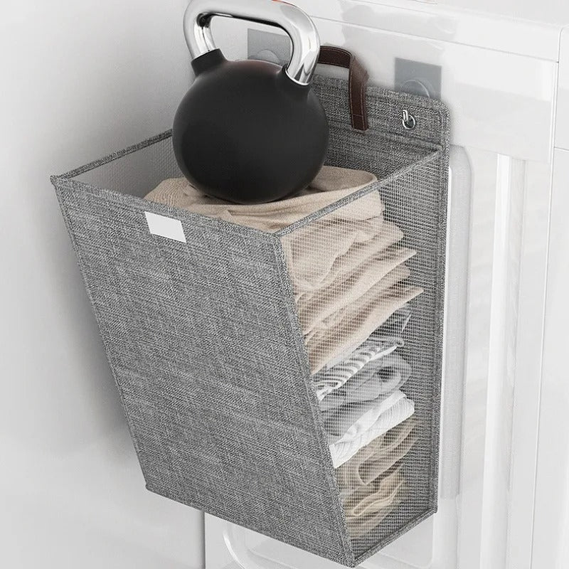 Opvouwbare Wasmand Wandmontage – Zelfklevende Waszak Zonder Boren voor Badkamer & Slaapkamer