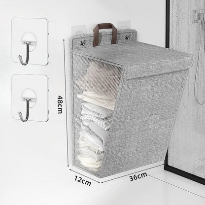 Opvouwbare Wasmand Wandmontage – Zelfklevende Waszak Zonder Boren voor Badkamer & Slaapkamer
