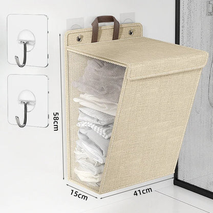 Opvouwbare Wasmand Wandmontage – Zelfklevende Waszak Zonder Boren voor Badkamer & Slaapkamer