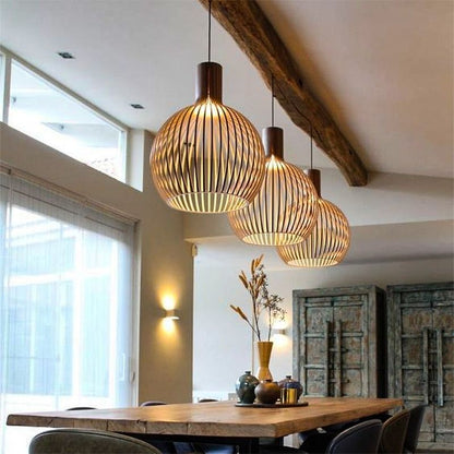 Hanglamp Hout Handgemaakt – Natuurlijke Scandinavische Houten Plafondlamp