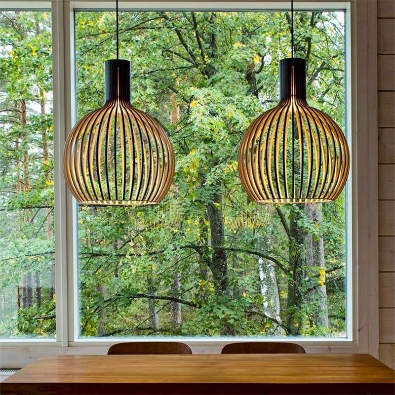 Hanglamp Hout Handgemaakt – Natuurlijke Scandinavische Houten Plafondlamp