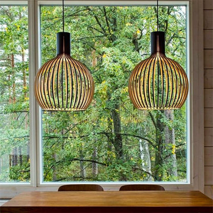Hanglamp Hout Handgemaakt – Natuurlijke Scandinavische Houten Plafondlamp