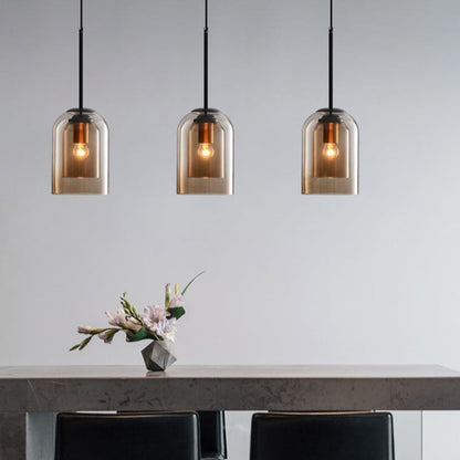 Hanglamp Mid-Century Dubbel Glas – Retro Pendant voor Eetkamer