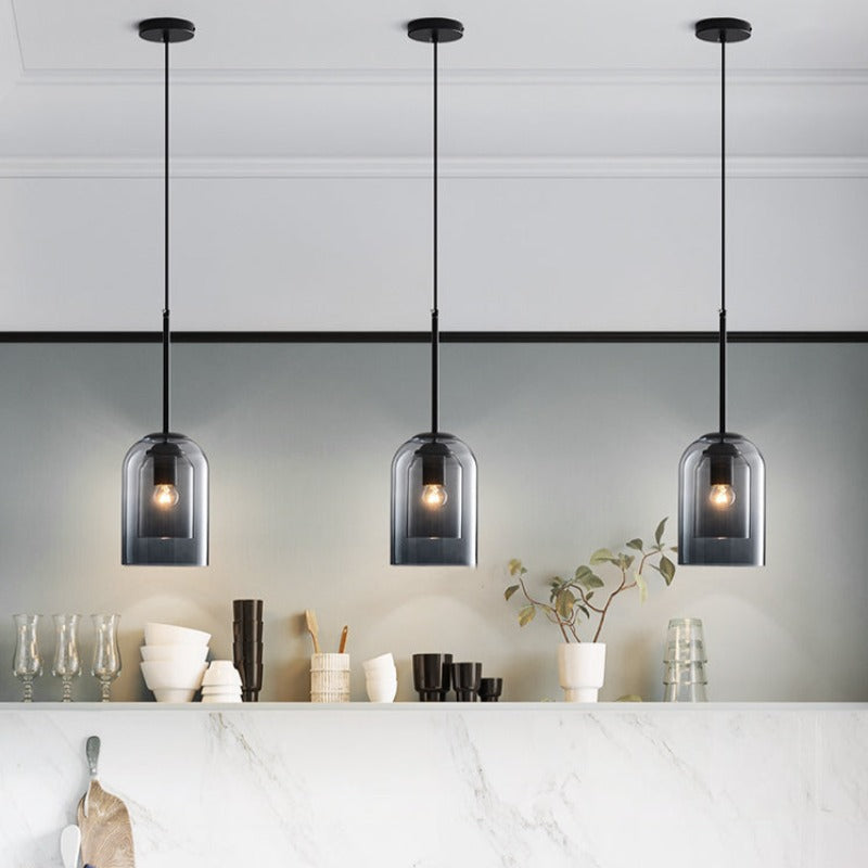 Hanglamp Mid-Century Dubbel Glas – Retro Pendant voor Eetkamer