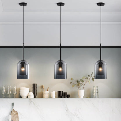Hanglamp Mid-Century Dubbel Glas – Retro Pendant voor Eetkamer