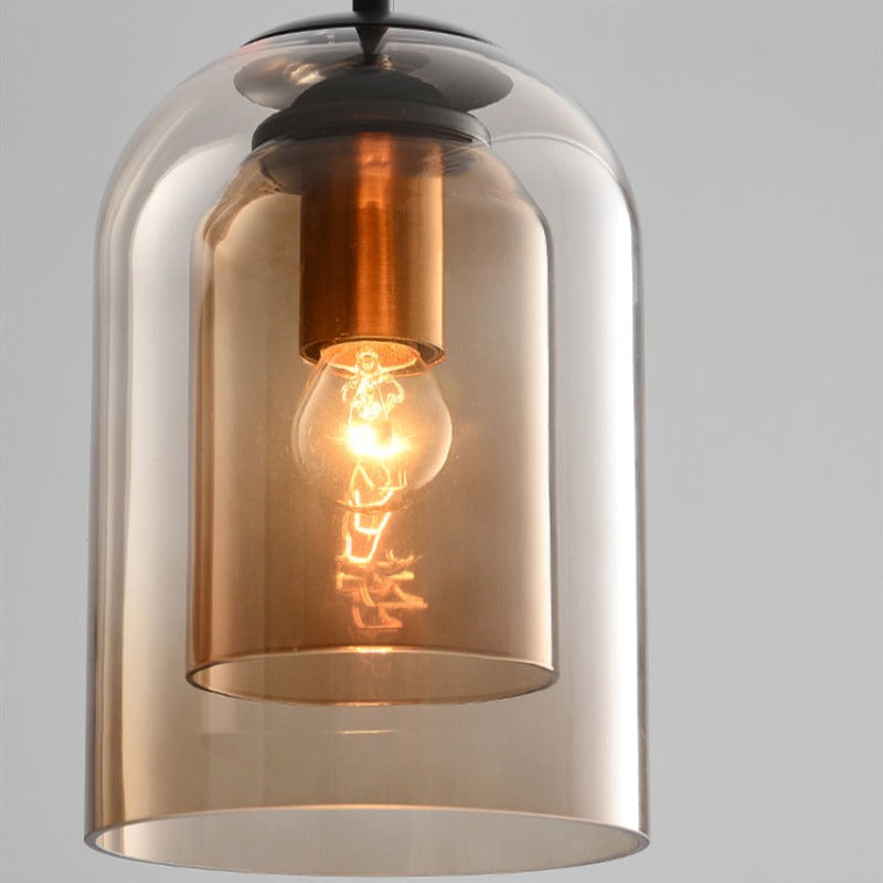 Hanglamp Mid-Century Dubbel Glas – Retro Pendant voor Eetkamer