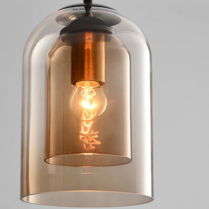 Hanglamp Mid-Century Dubbel Glas – Retro Pendant voor Eetkamer
